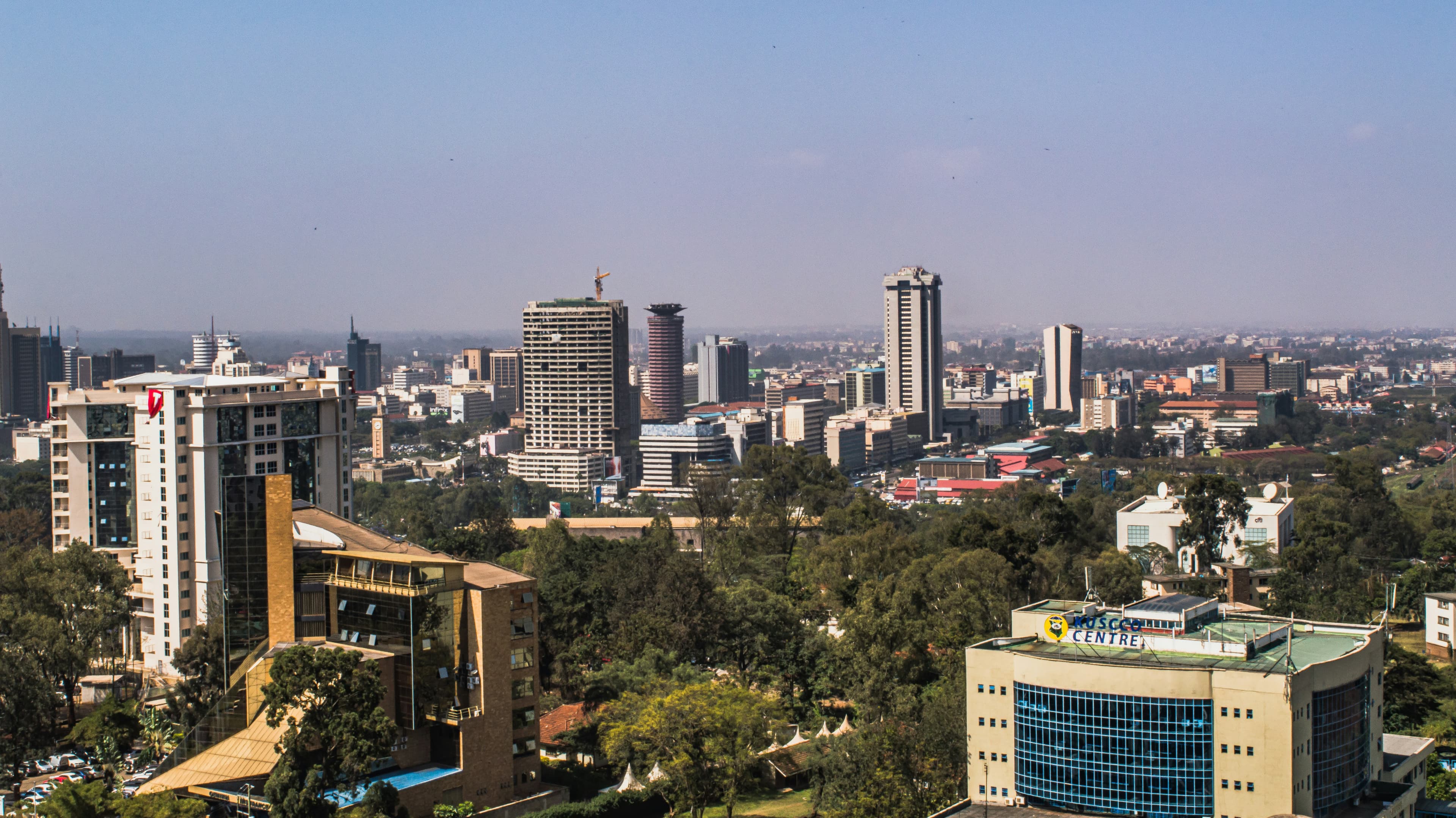 The Nairobi skyline on a clear day